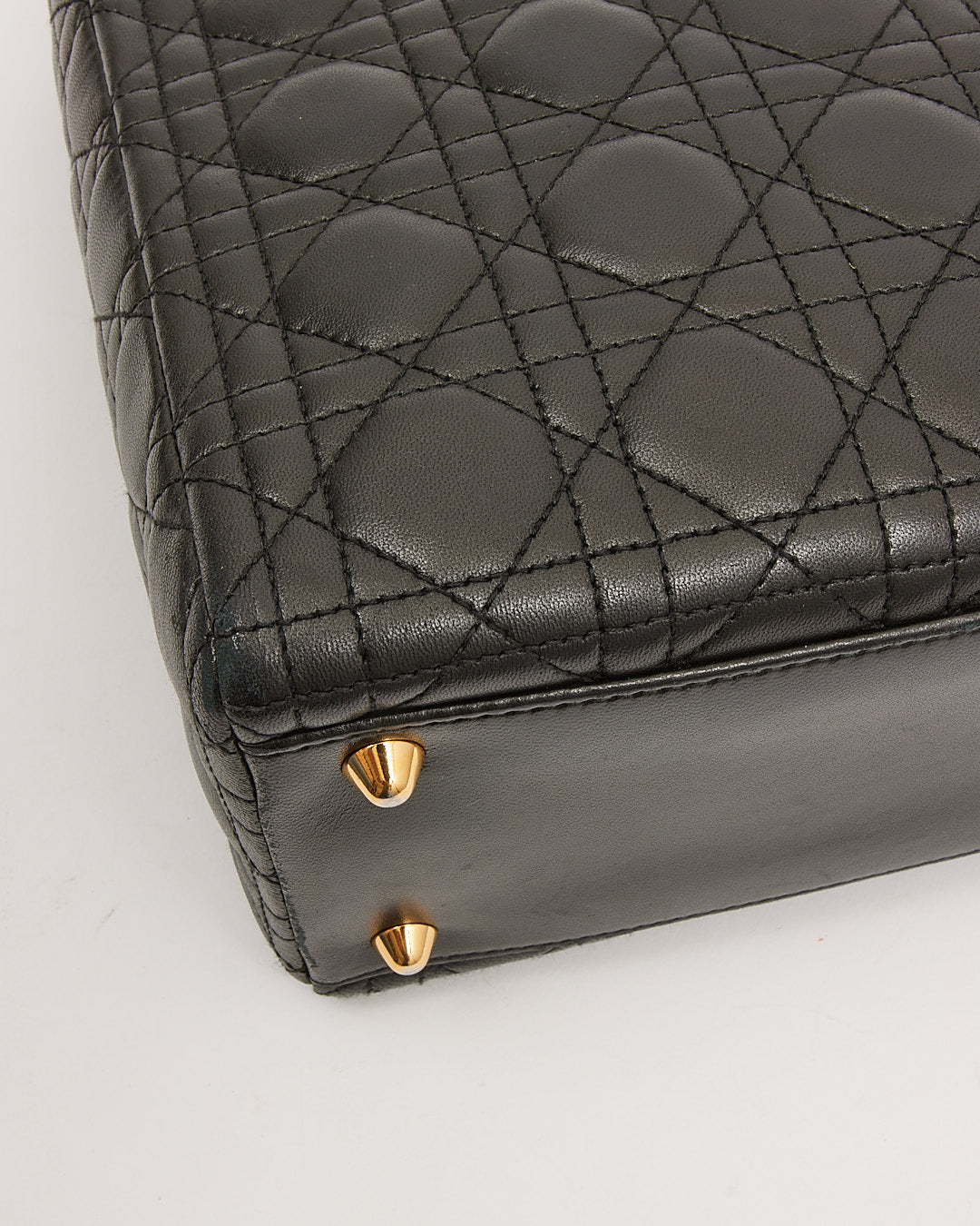 Grand sac à poignée supérieure Lady Dior Cannage noir Dior