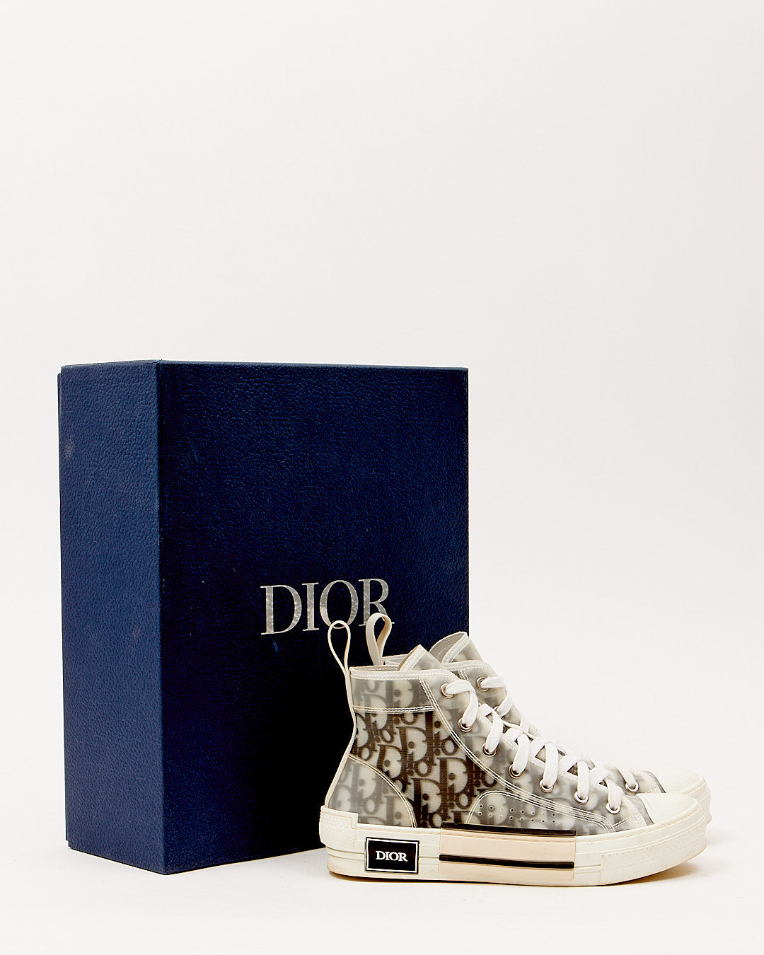 Dior White/Black B23 Logo High Top Sneakers - 8