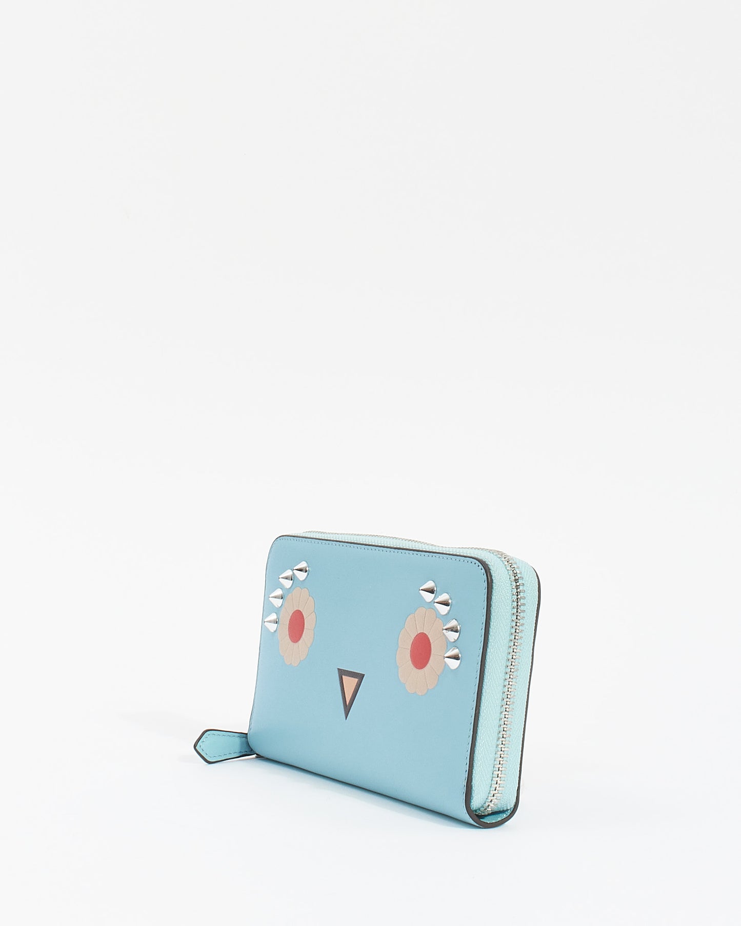 Fendi Blue Leather Hypnoteyes Flower Monster Zippy Wallet