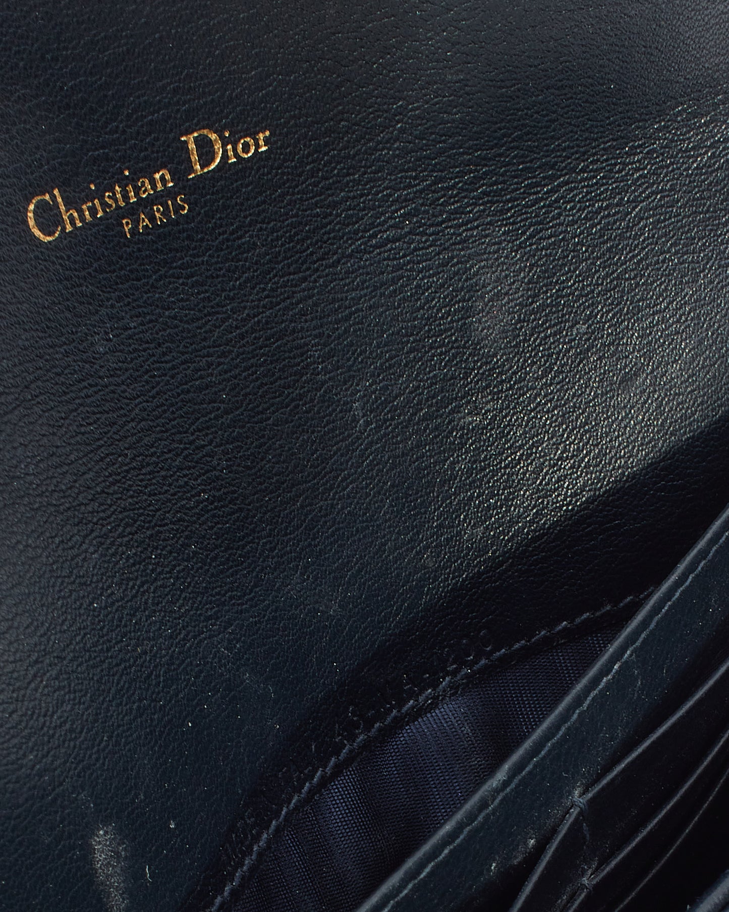 Portefeuille long en toile oblique Dior bleu avec chaîne