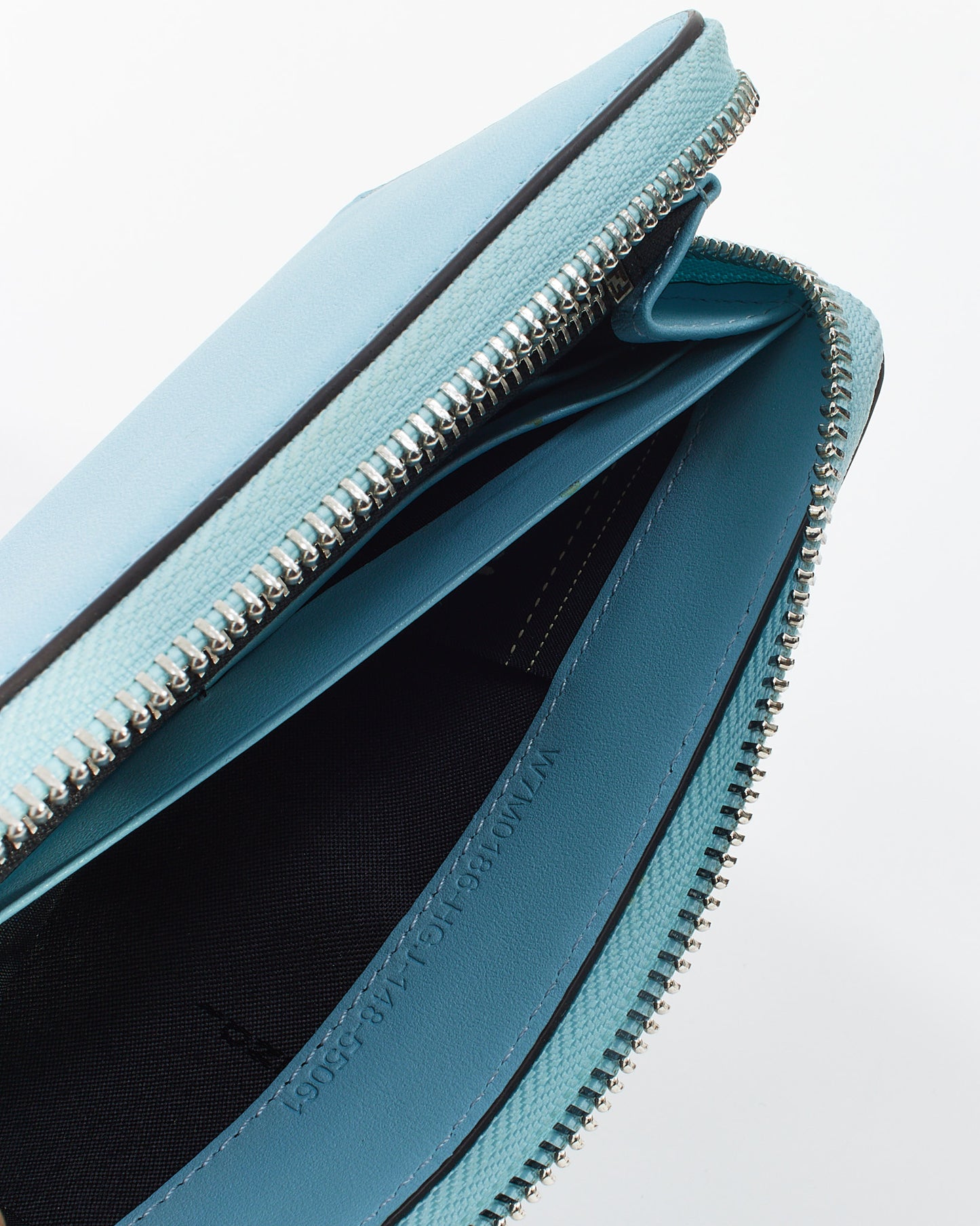 Fendi Blue Leather Hypnoteyes Flower Monster Zippy Wallet