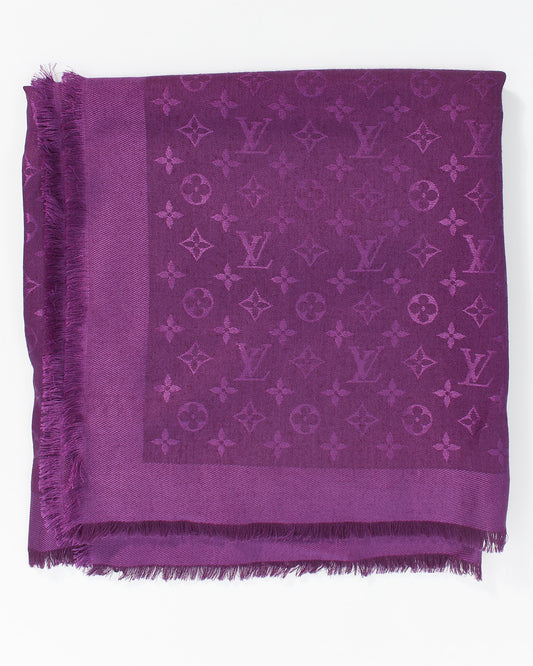 Louis Vuitton Purple Silk Monogam Cassis Scarf
