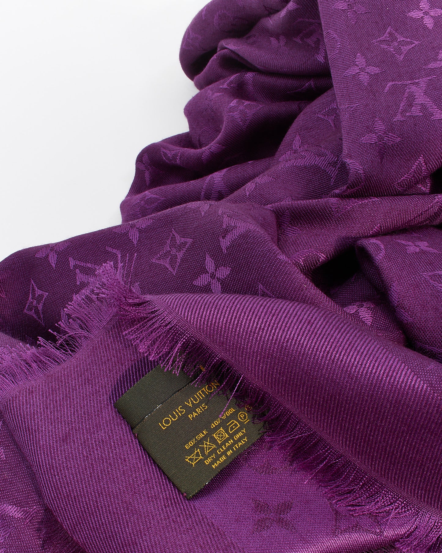 Louis Vuitton Purple Silk Monogam Cassis Scarf