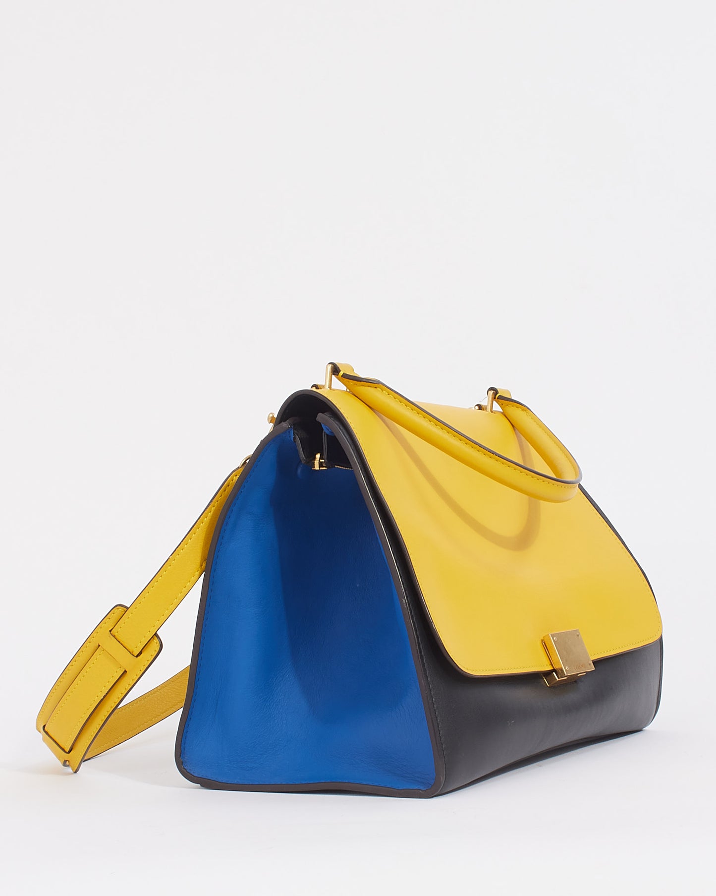 Celine Black/Yellow Tricolour Leather Medium Trapeze Bag
