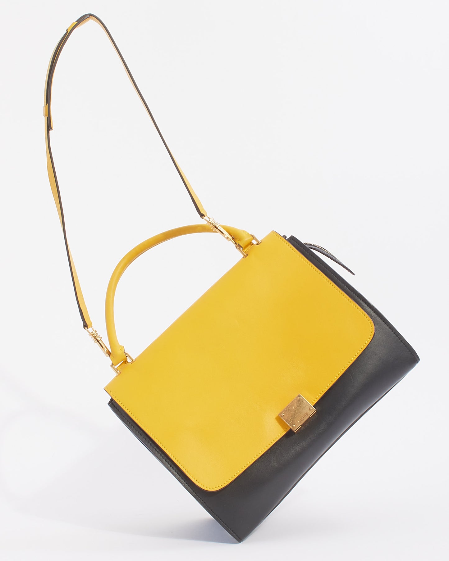 Celine Black/Yellow Tricolour Leather Medium Trapeze Bag