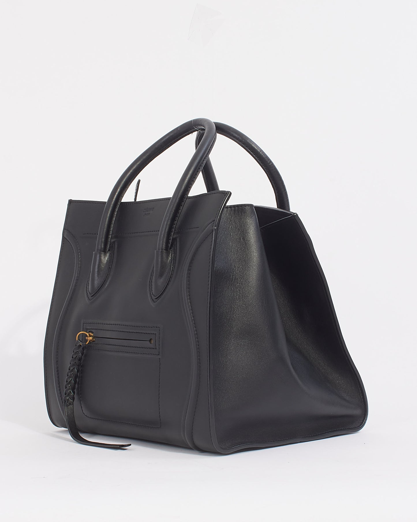 Celine Black Leather Phantom Luggage Medium Tote Bag