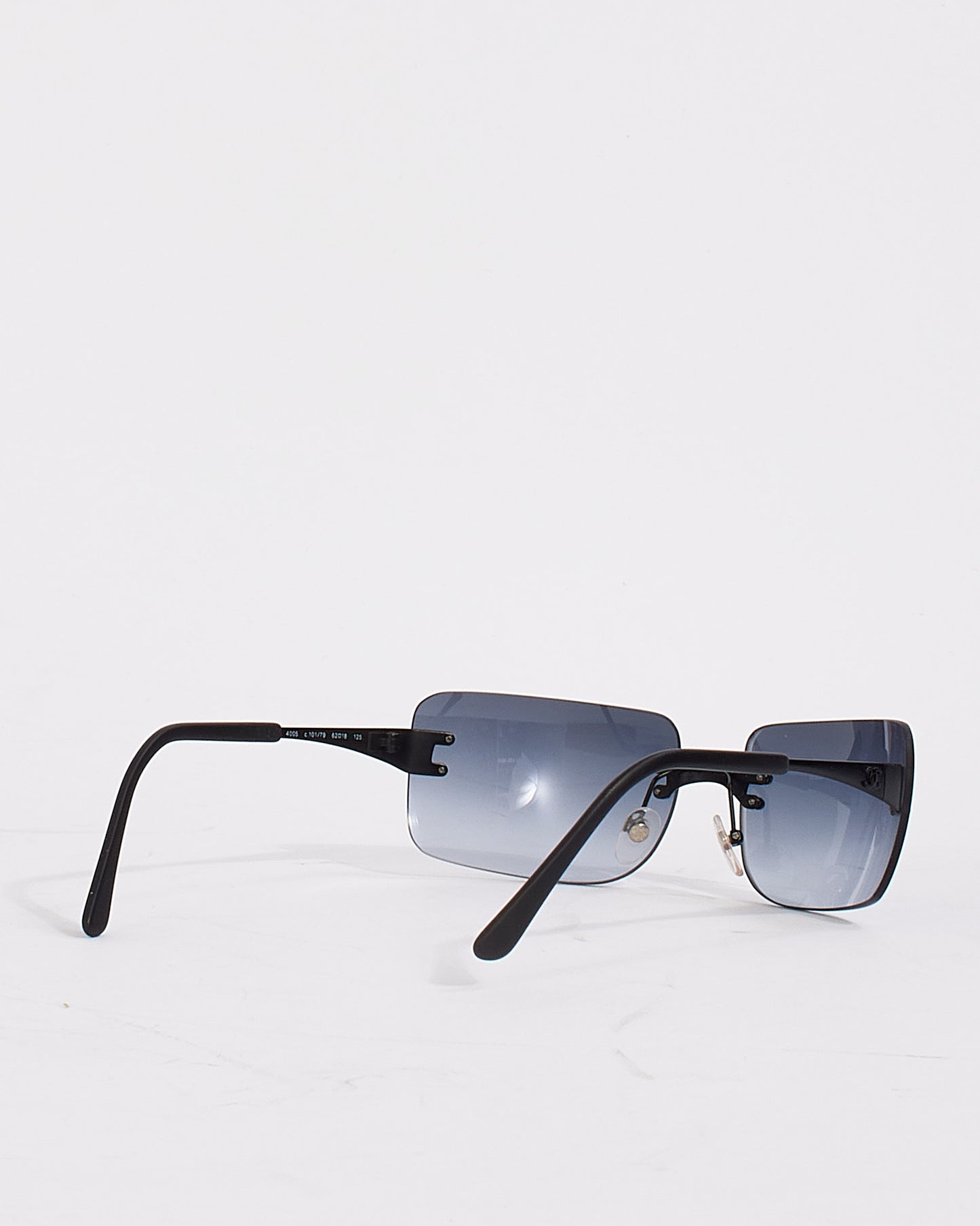 Chanel Vintage Black Smoke 4005 Modello Rimless Sunglasses