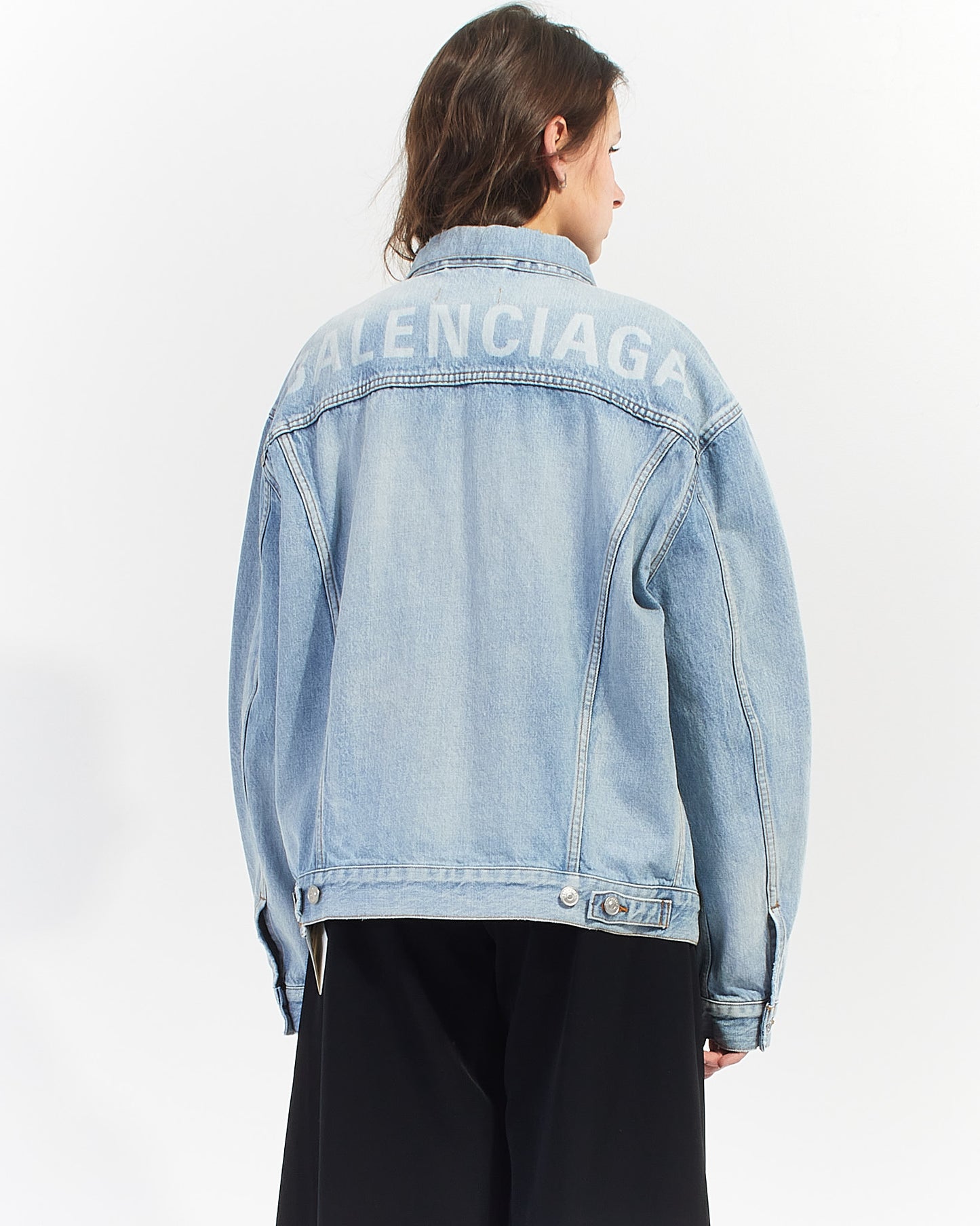 Balenciaga Veste en jean à logo bleu clair - 44