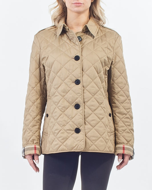 Burberry Beige Diamond Quilted Vintage Check Jacket - XL