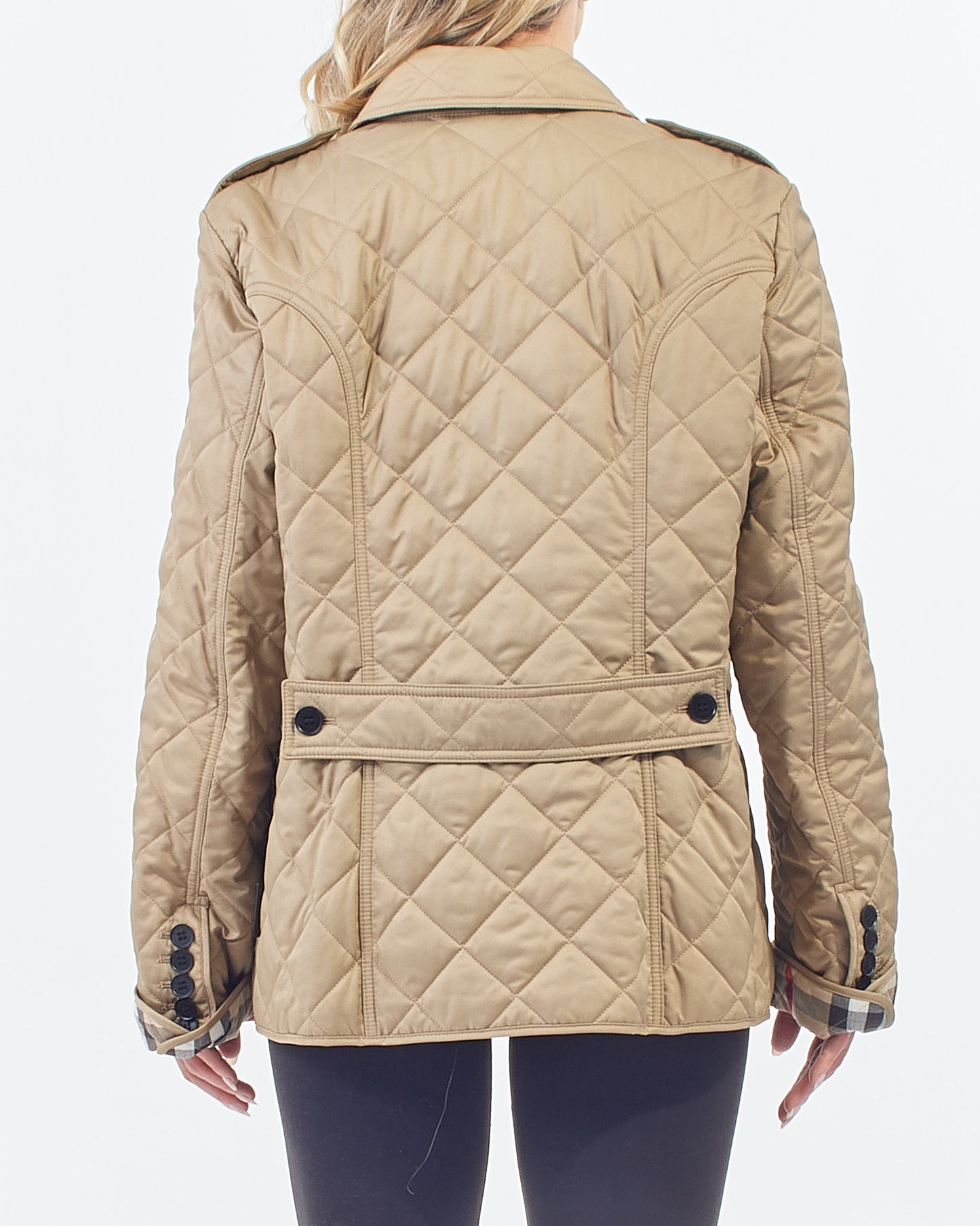 Burberry Beige Diamond Quilted Vintage Check Jacket - XL