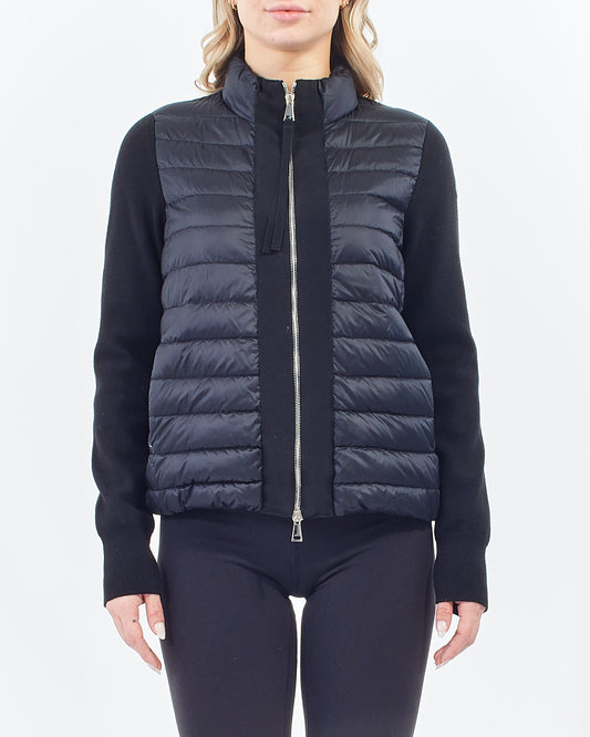 Moncler Black Padded Wool Cardigan Lightweight Jacket - S