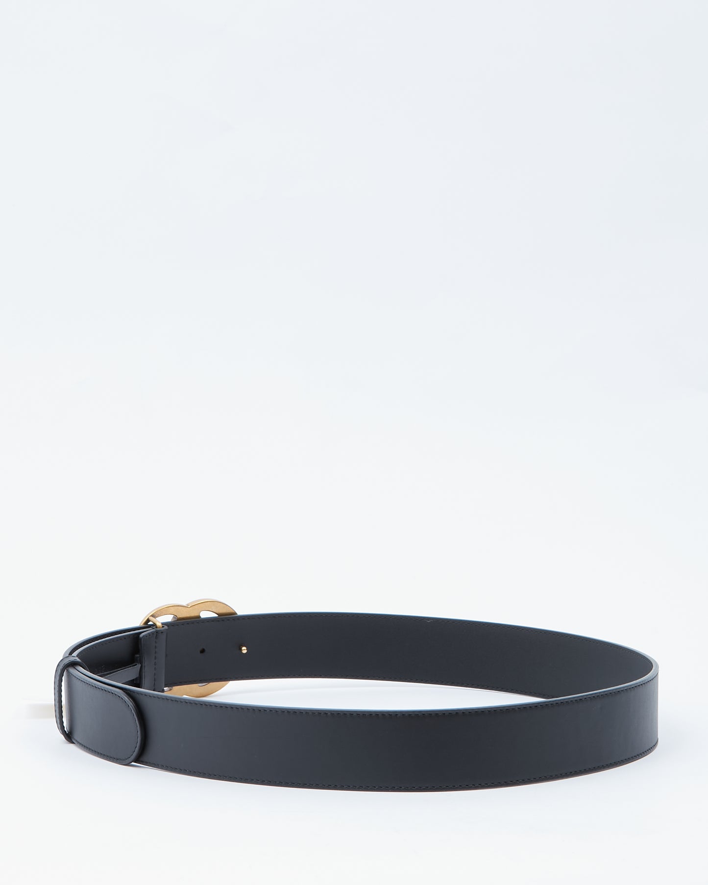 Gucci Black Leather Marmont Double GG Wide Belt - 95/38