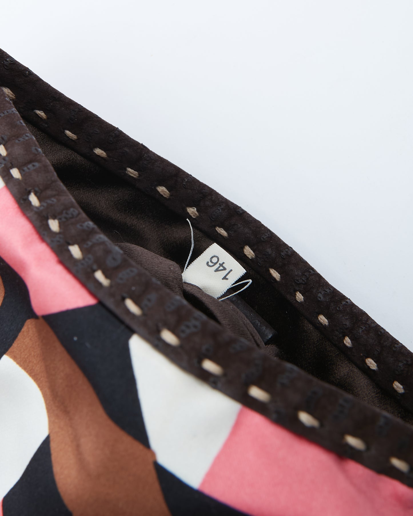 Prada Brown/Pink Silk Pattern Stampato Bow Detail Strap Shoulder Bag
