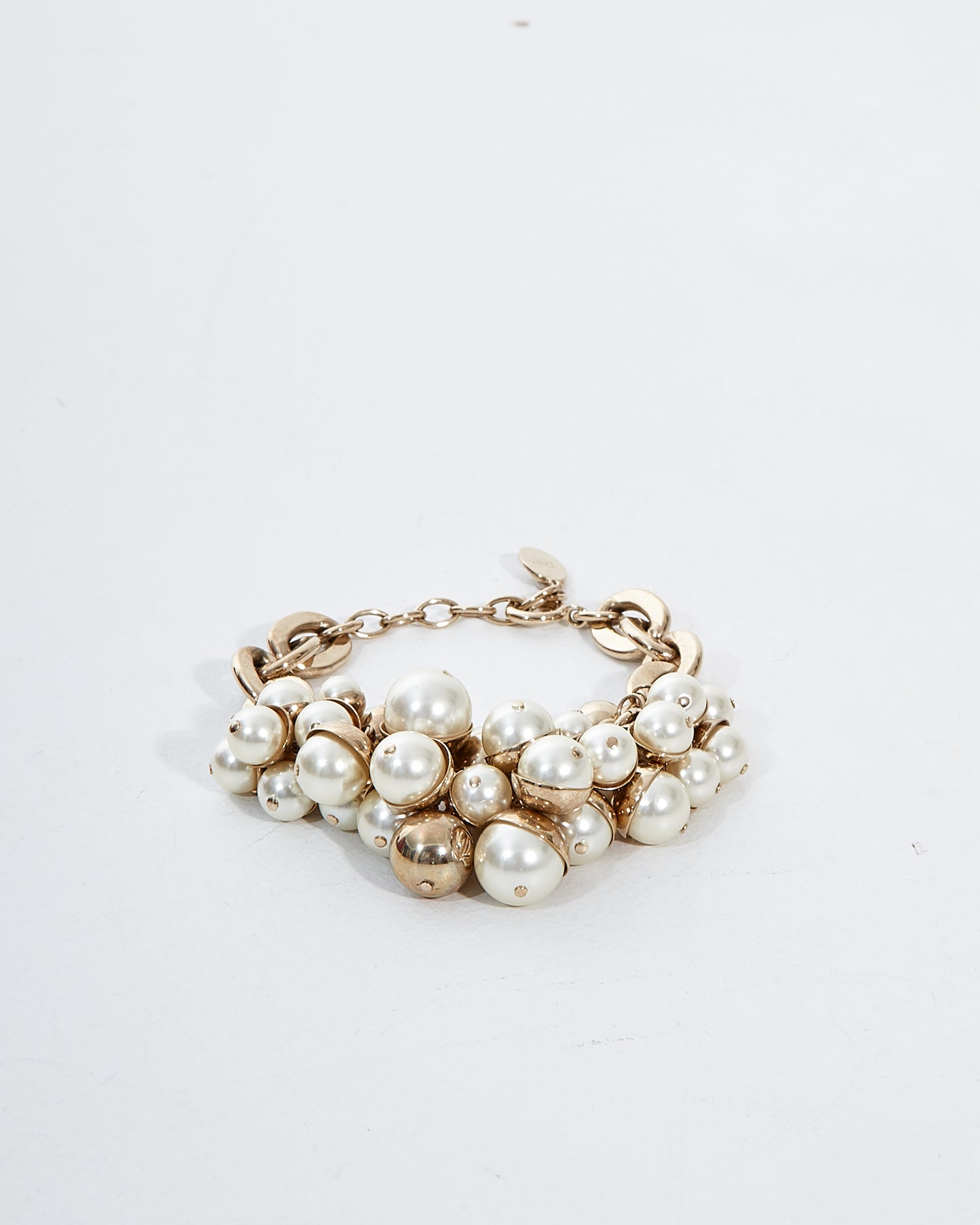 Dior Silver and White Pearl Cluster Bracelet