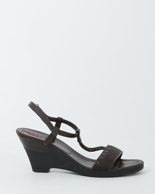 Prada Brown Leather Wedge Heel - 38.5