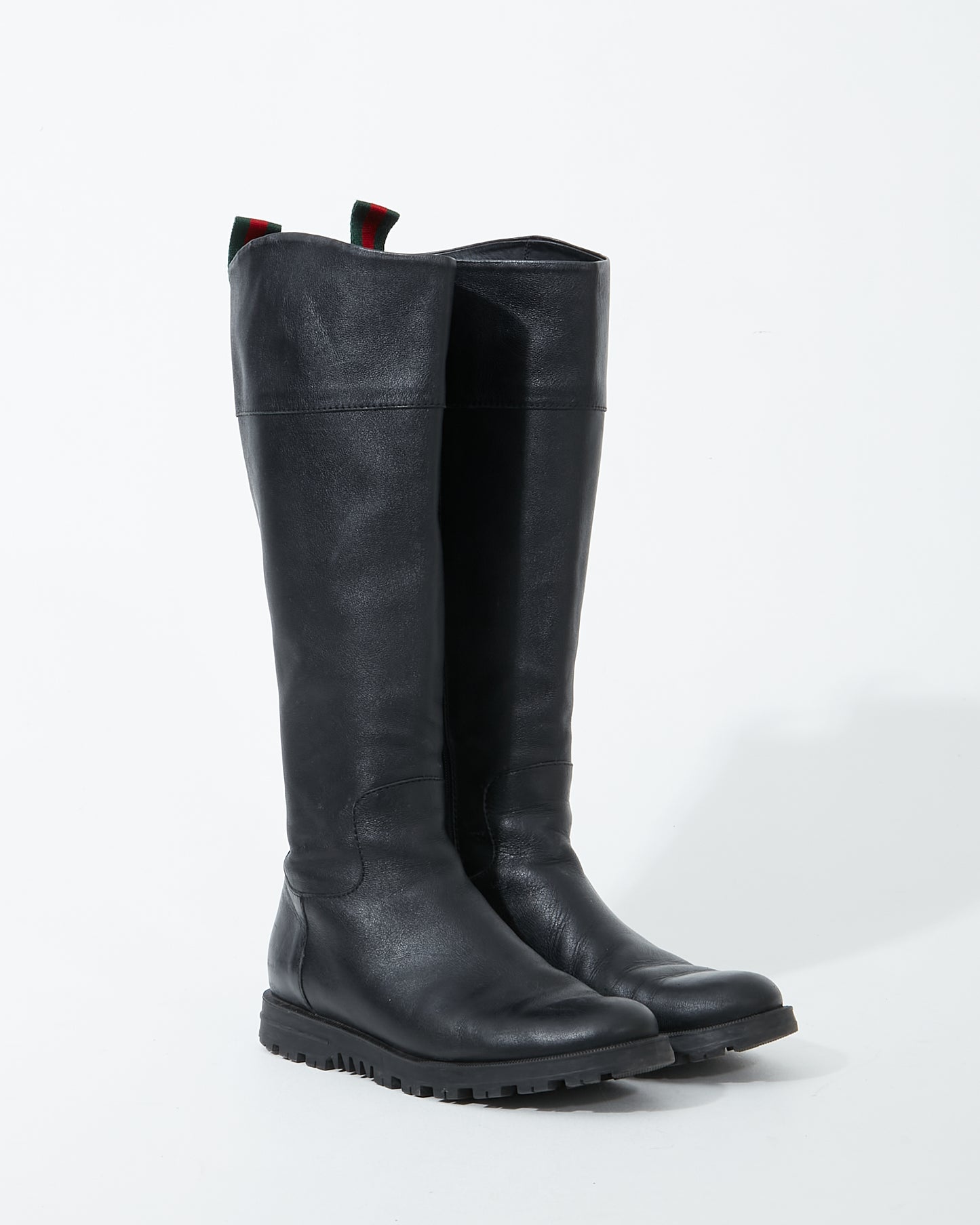 Gucci Black Leather Riding Boots - 36.5