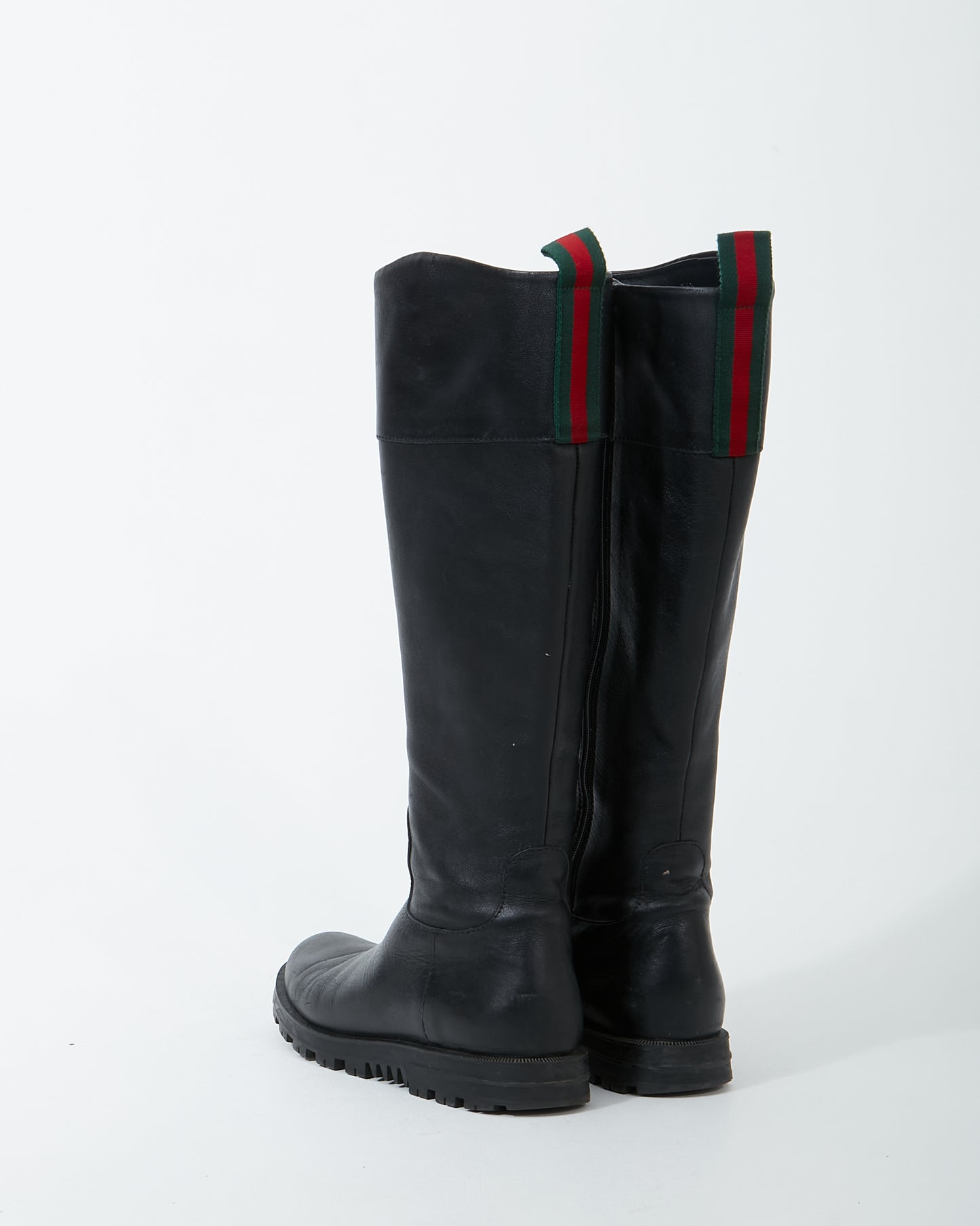 Gucci Black Leather Riding Boots - 36.5