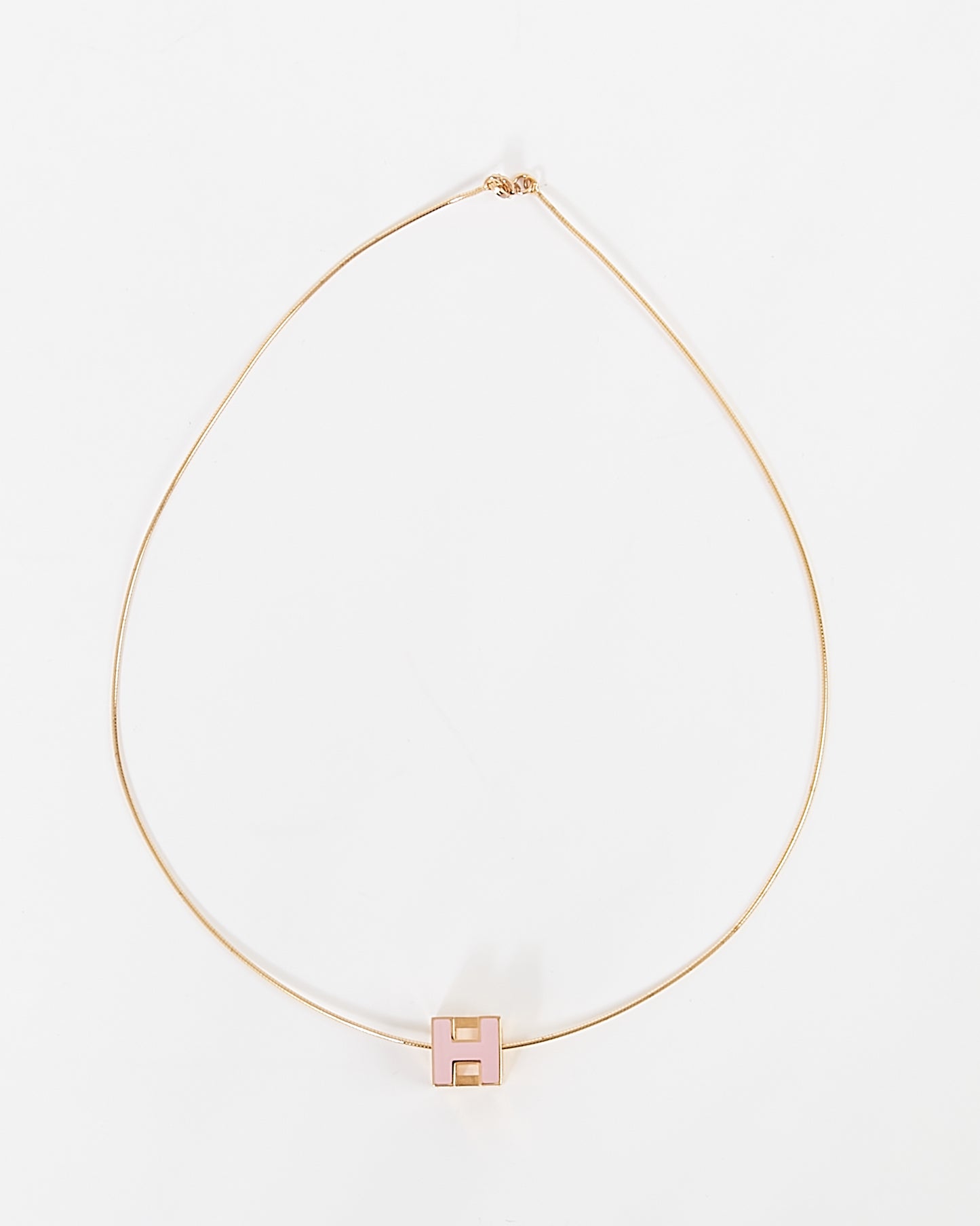 Hermès Pink/Gold 18K Pop H Cube Pendant Necklace