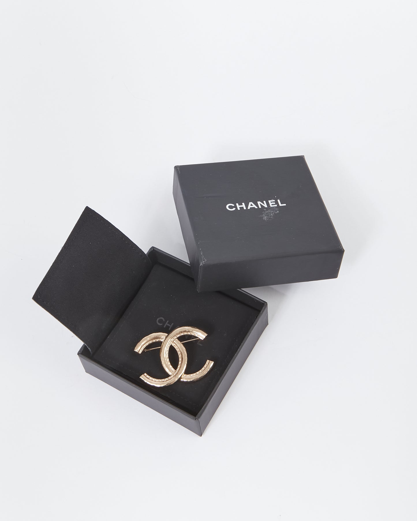 Chanel Gold Tone CC Logo Brooch