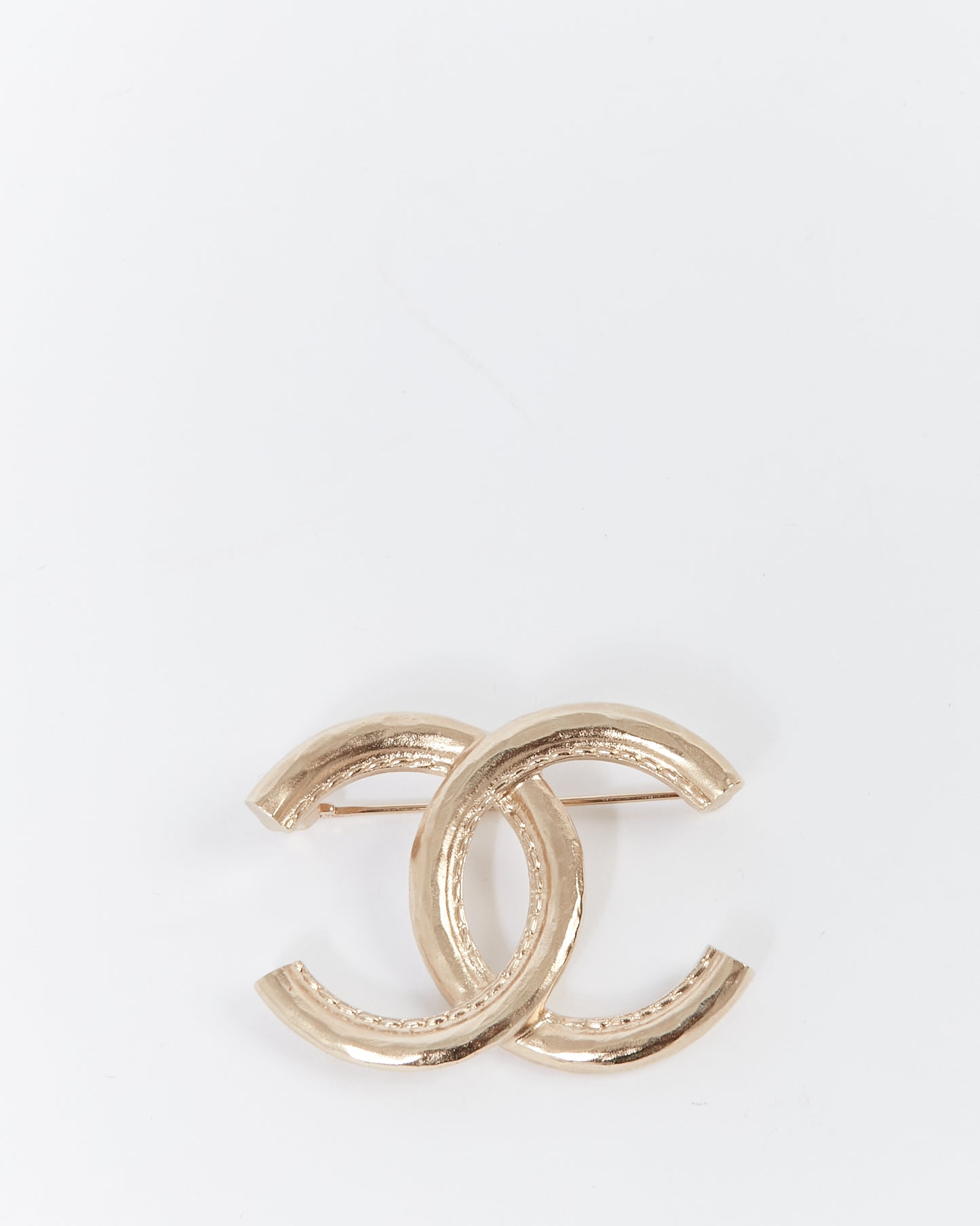 Chanel Gold Tone CC Logo Brooch
