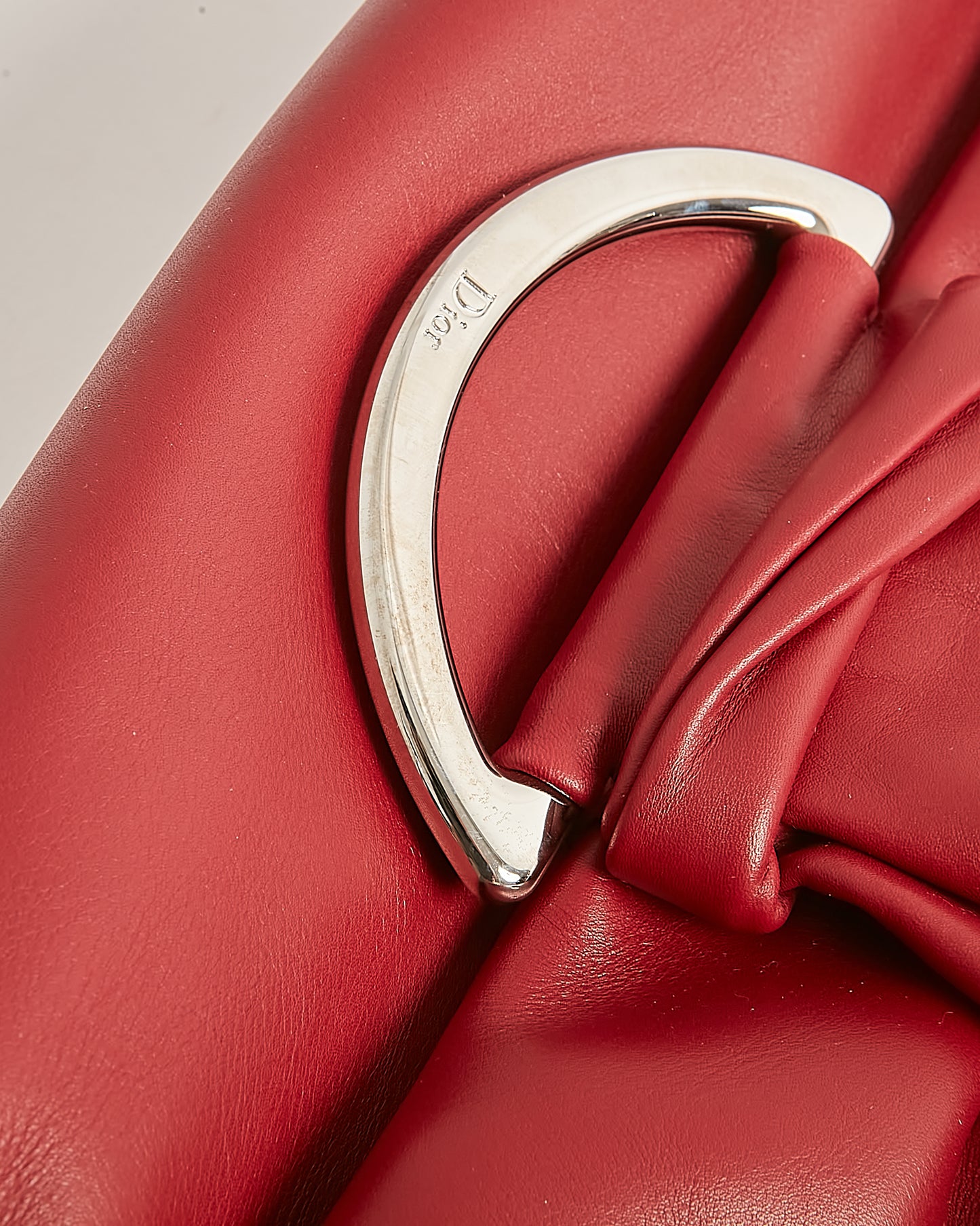 Dior Red Smooth Leather Demi Lune Shoulder Bag