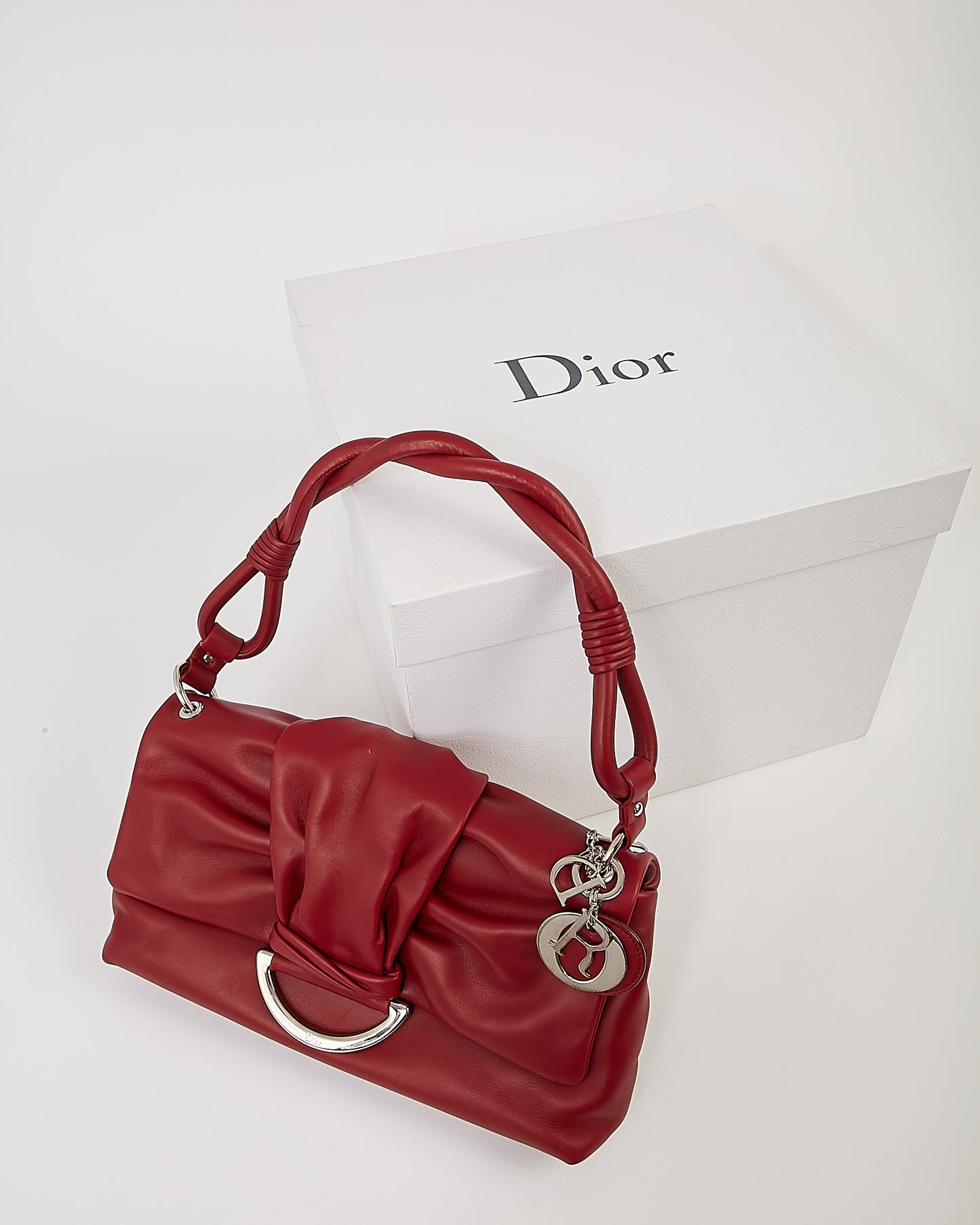 Sac bandoulière Demi Lune en cuir lisse rouge Dior