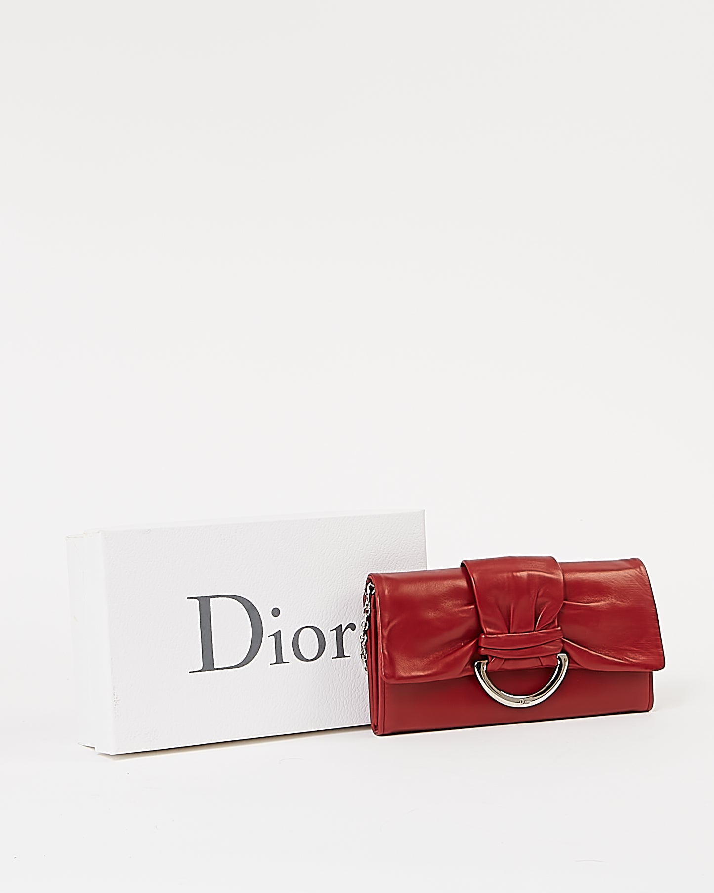 Sac bandoulière Demi Lune en cuir lisse rouge Dior sur chaîne
