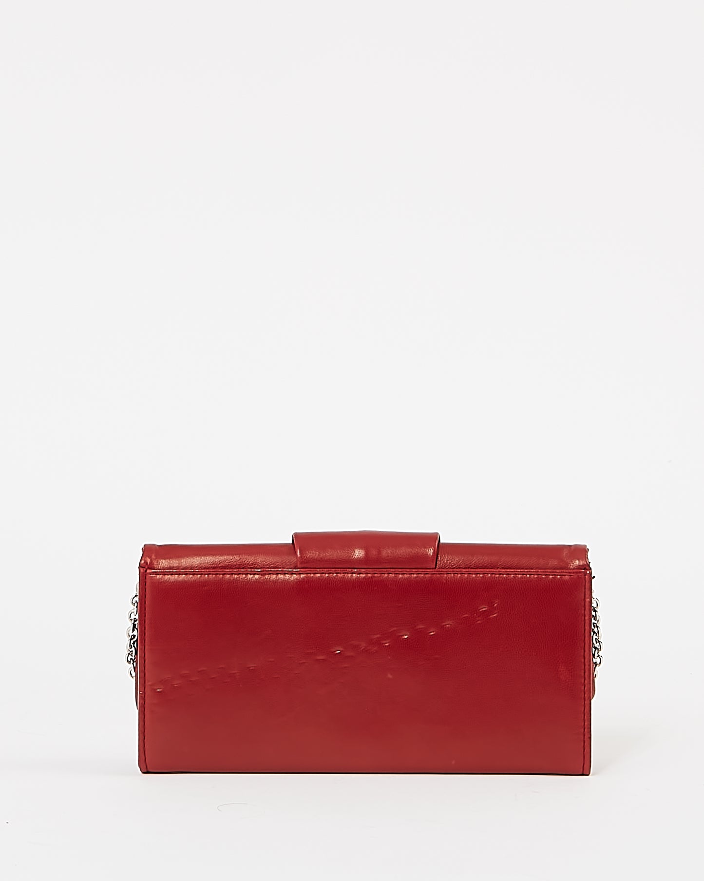 Dior Red Smooth Leather Demi Lune Wallet On Chain Shoulder Bag