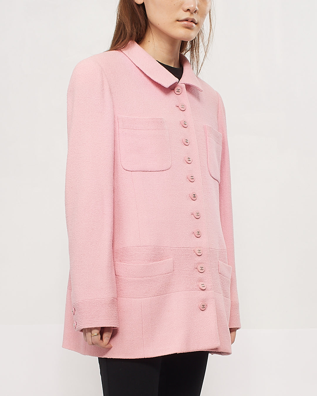 Chanel Pink Tweed Blazer - 42
