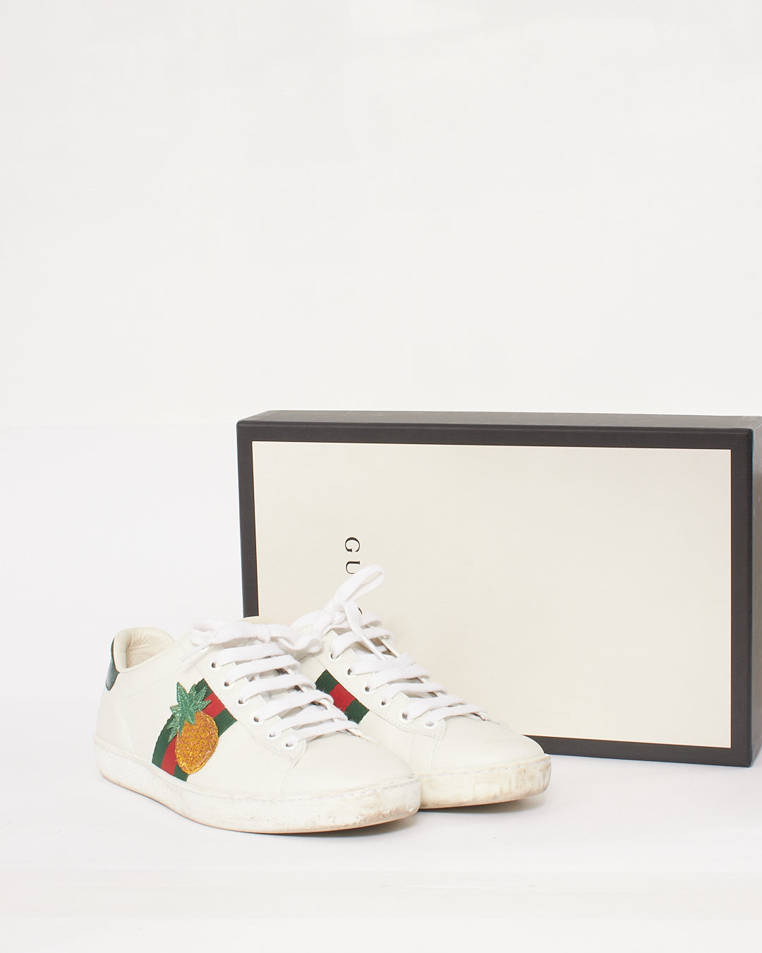 Gucci White Leather Pineapple & Ladybug Ace Sneakers - 35.5