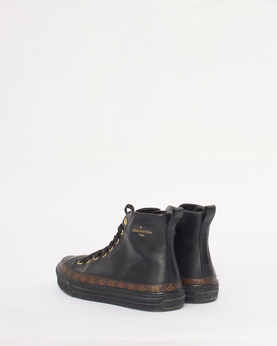 Louis Vuitton Black/Monogram Hightop Sneakers - 37.5