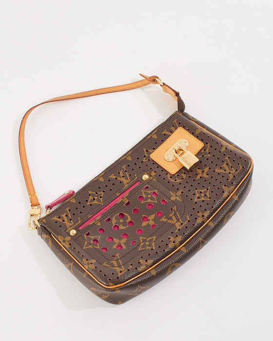 LOUIS VUITTON Monogram Perforated Pochette Accessories Bag Fuchsia 190207