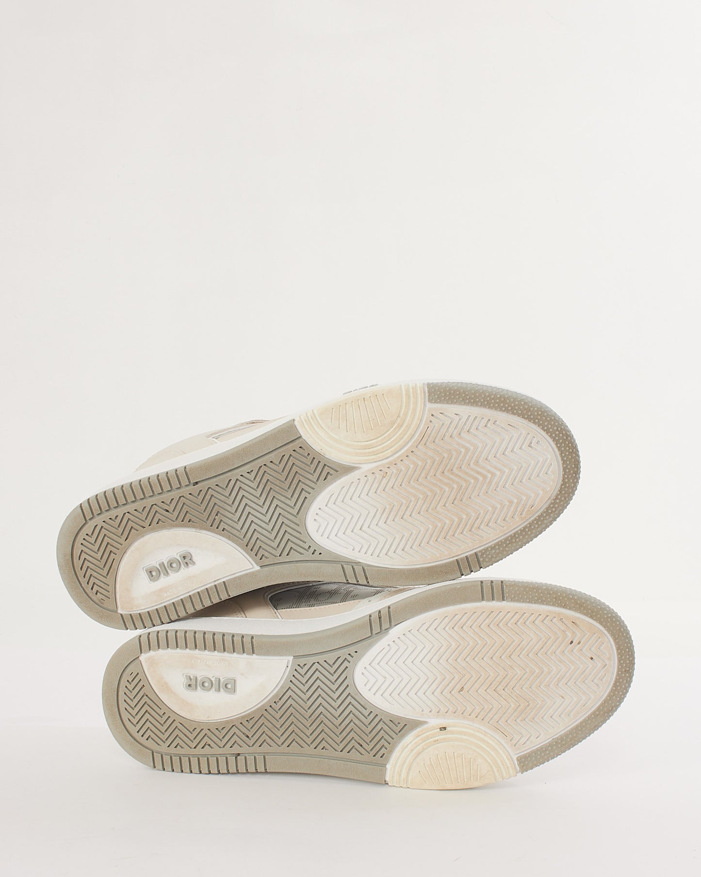 Baskets basses B27 en cuir de veau lisse blanc et gris Dior - 40