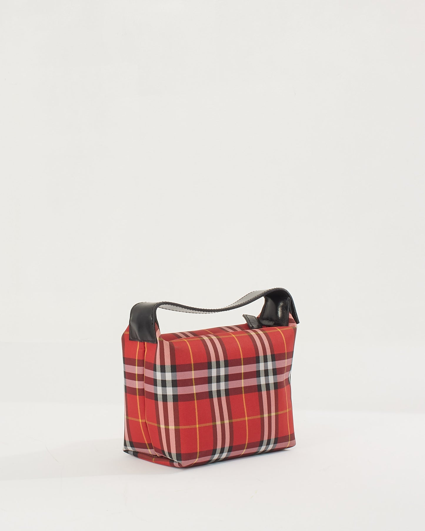 Burberry Red Canvas Check Print Mini Top Handle Bag