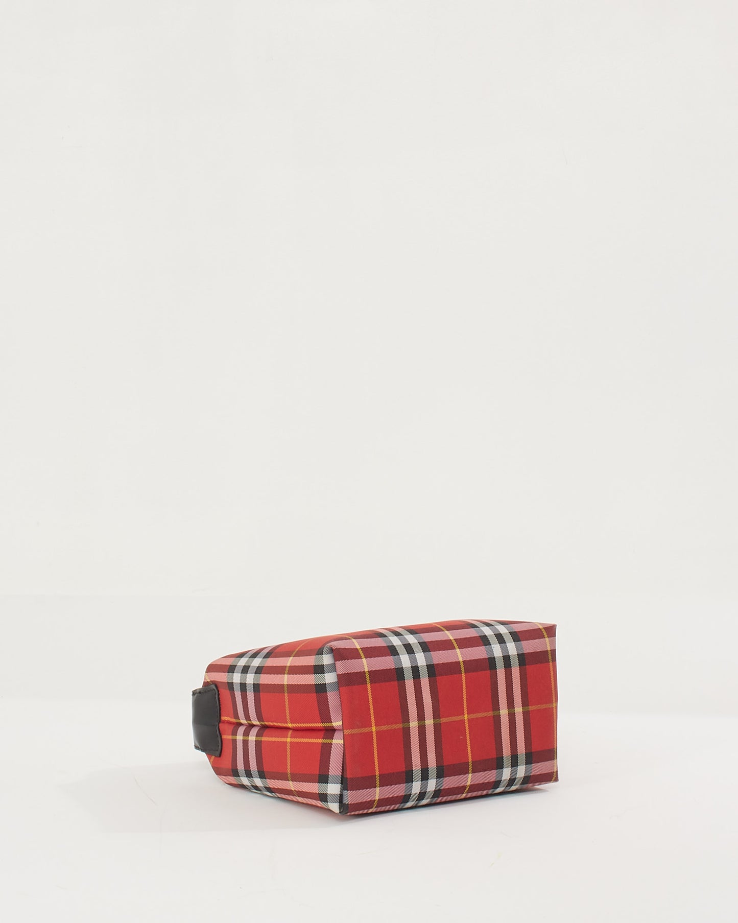 Burberry Mini sac à poignée supérieure en toile rouge à carreaux imprimés
