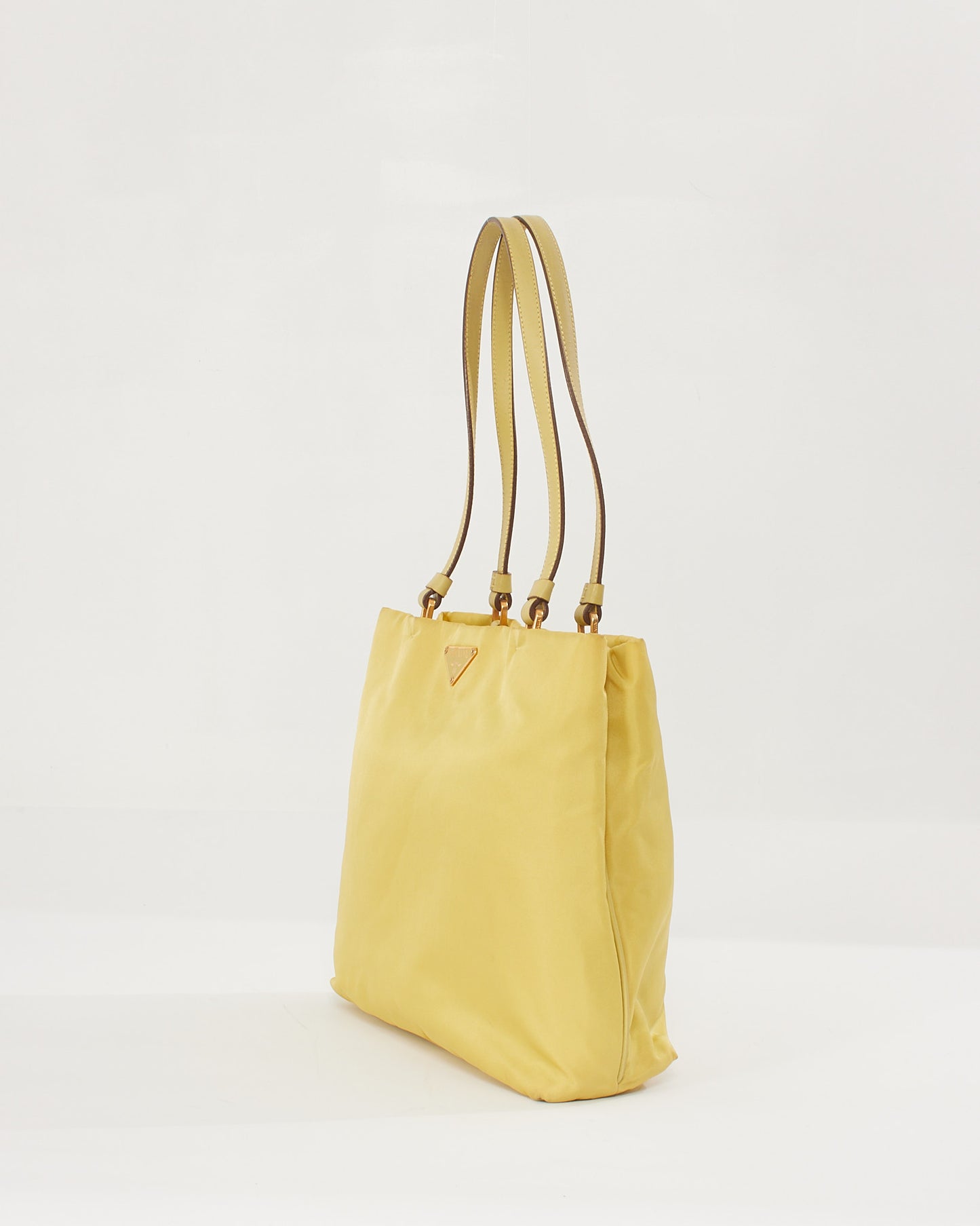 Prada Yellow/Line Nylon Tessuto Tote Bag