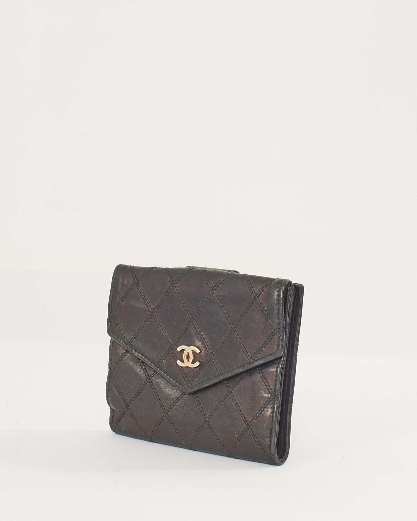 Chanel Black Lambskin Leather Square Wallet