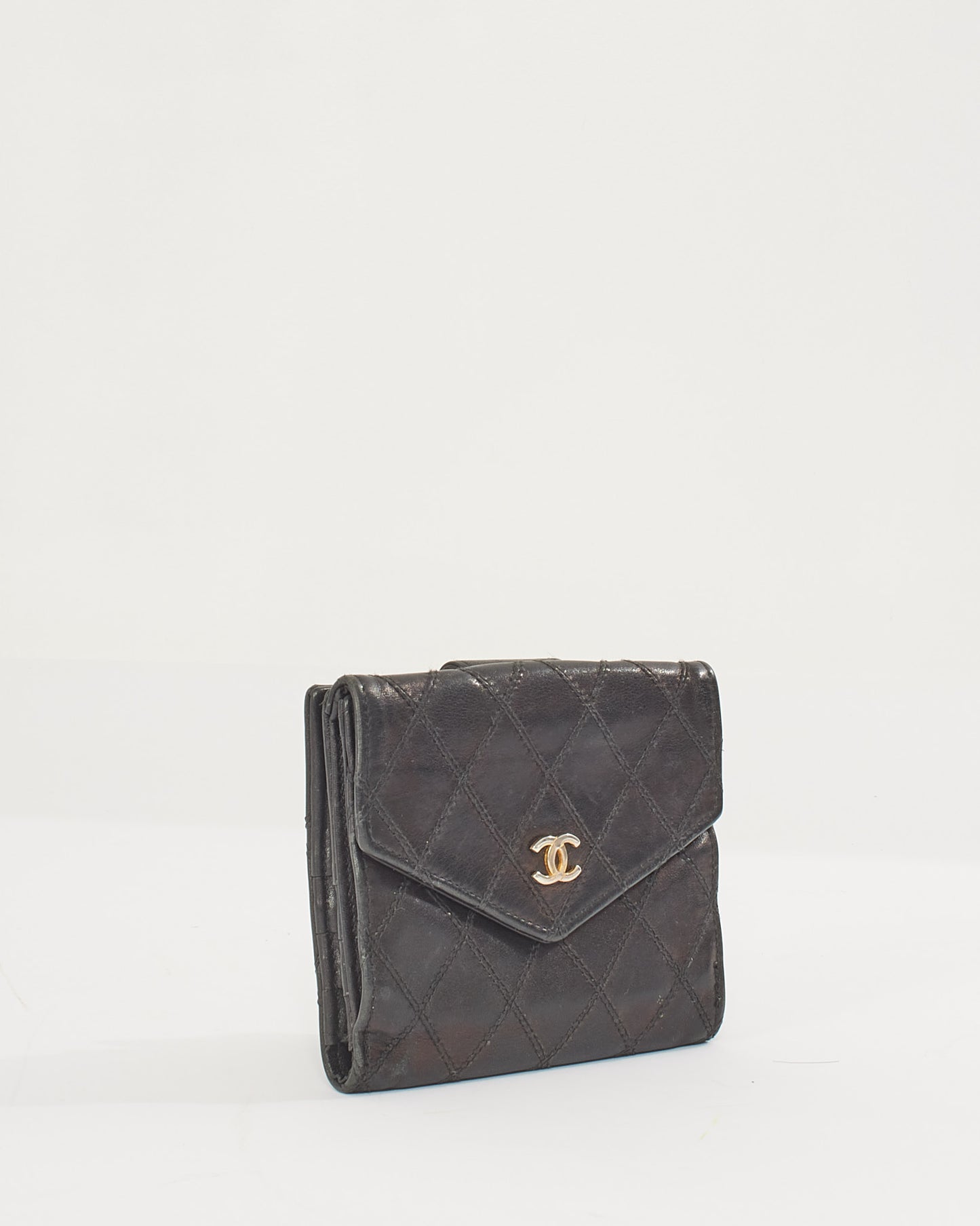 Chanel Black Lambskin Leather Square Wallet