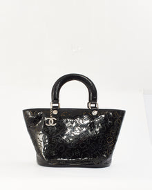  Chanel Black Patent Perforated Leather CC No.5 Tote Bag