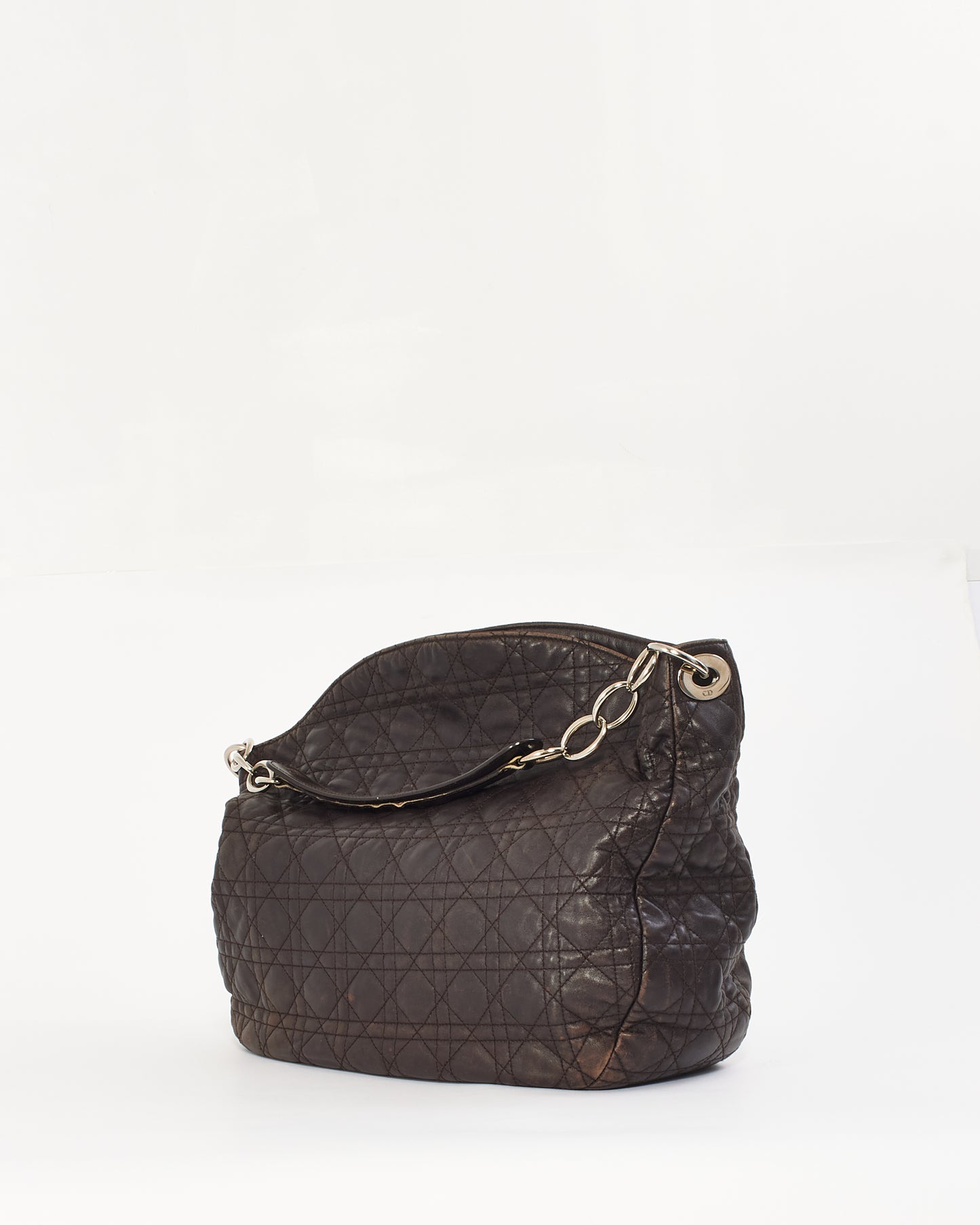 Dior Brown Lambskin Cannage Leather Soft Hobo Bag