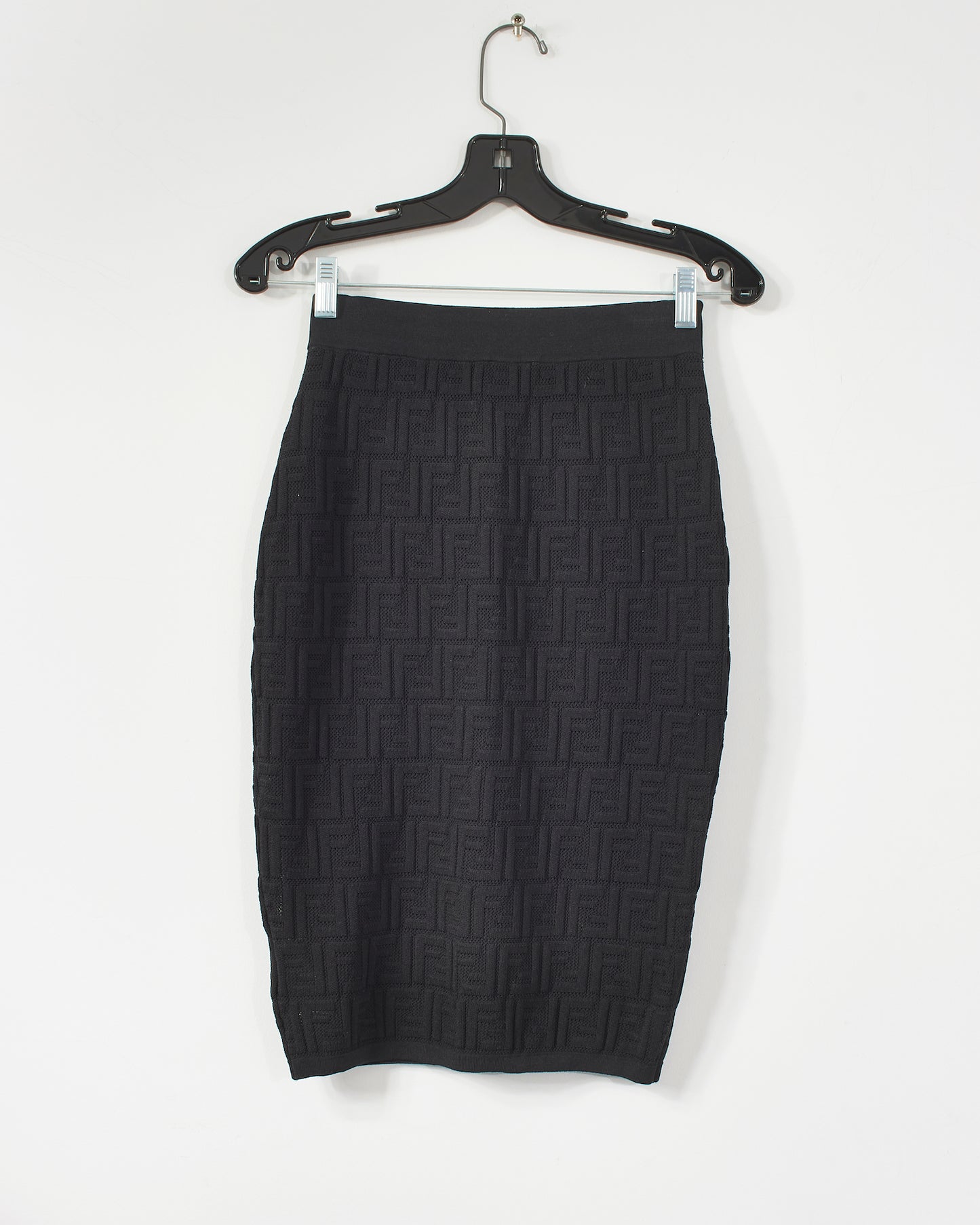 Fendi Black Jacquard Logo Midi Skirt - S