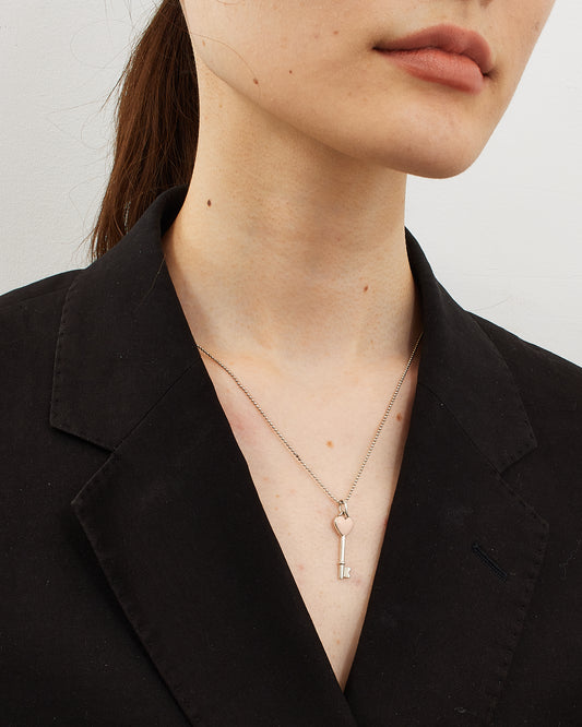 Collier pendentif clé cœur en émail rose Tiffany &amp; Co. en argent sterling