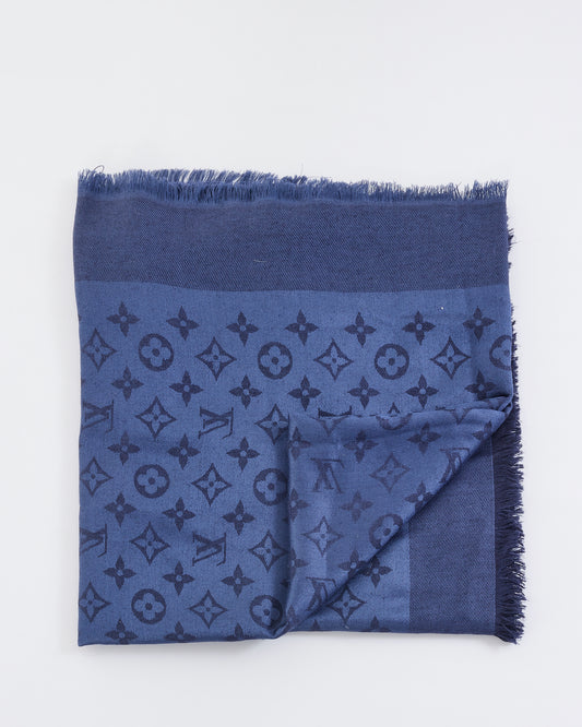 Louis Vuitton Navy Monogram Silk Scarf