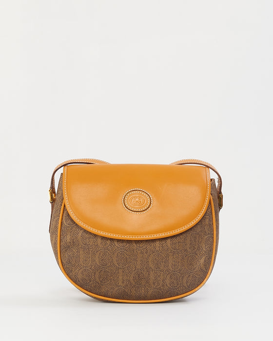 Gucci Vintage Tan GUCCI Logo Coated Canvas Crossbody Bag RETYCHE