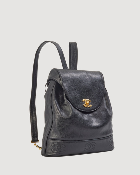 Chanel Vintage Backpack Caviar Medium Black 85302117