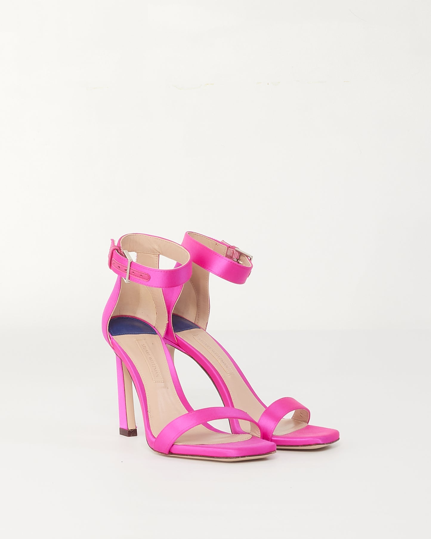 Stuart Weitzman Fuchsia Pink Satin Heel Sandals - 36