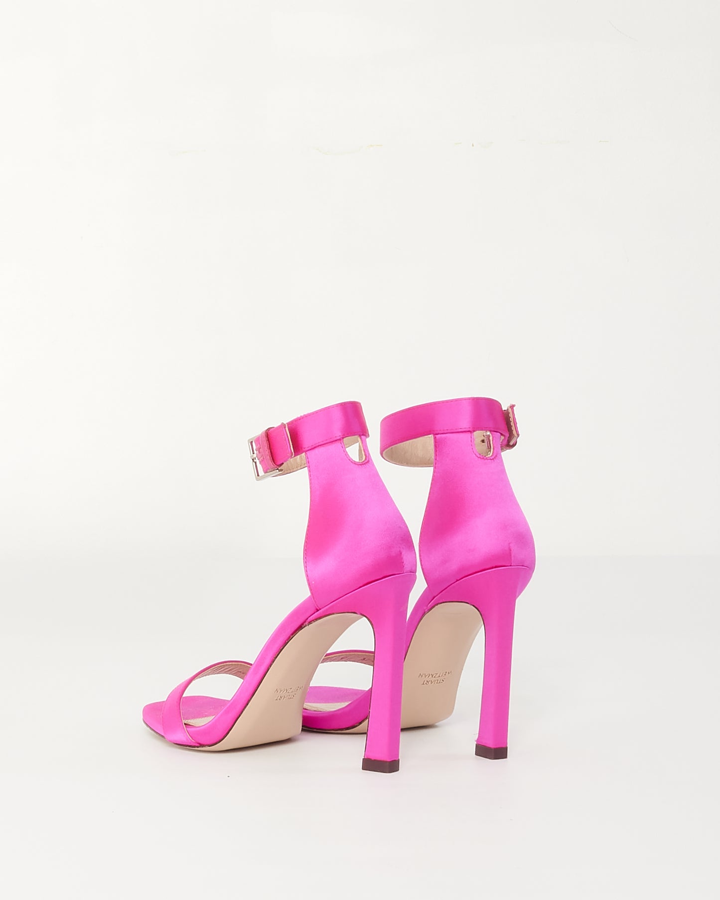 Stuart Weitzman Fuchsia Pink Satin Heel Sandals - 36