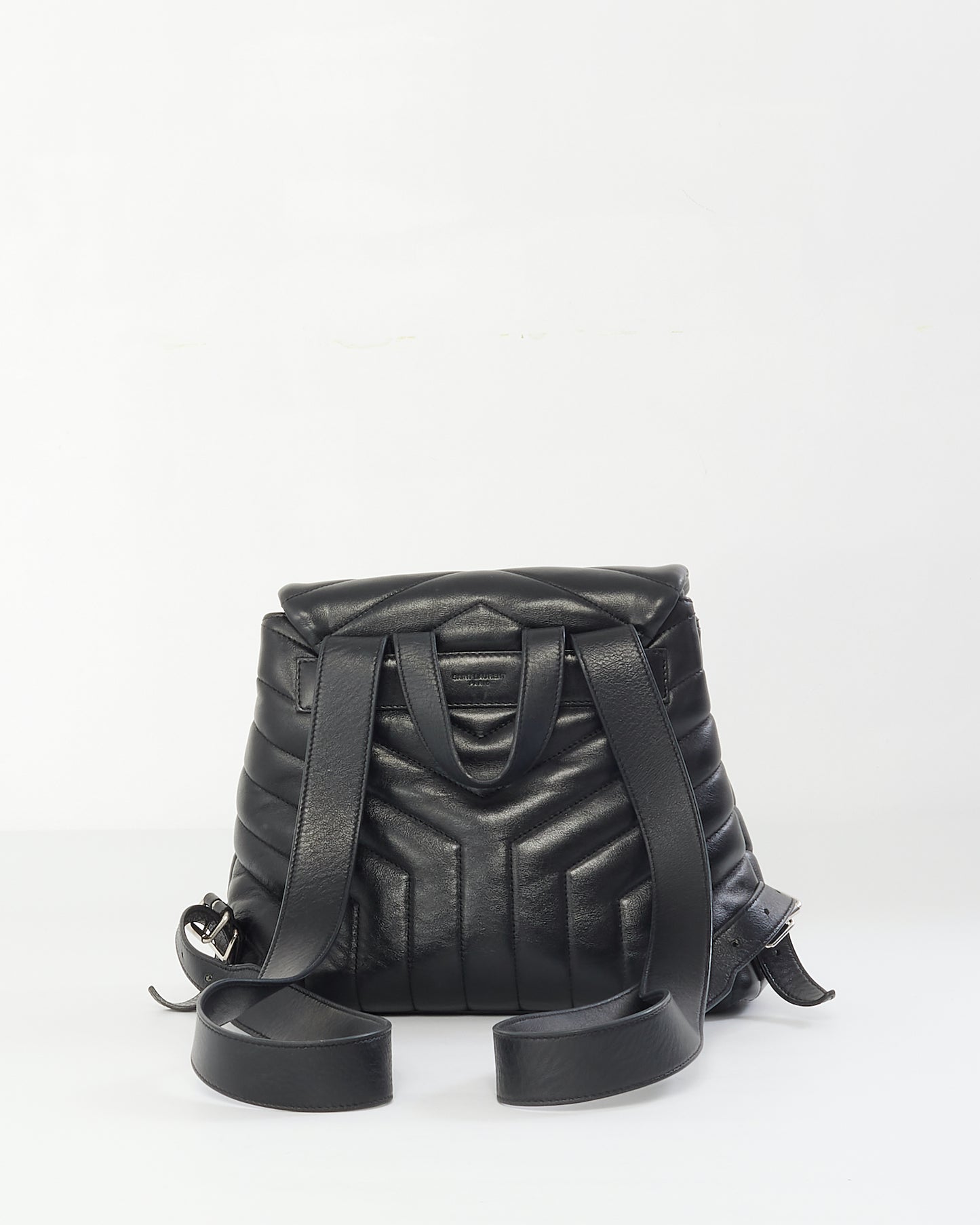 Saint Laurent Black Y Quilted Leather Small Logo Loulou Backpack