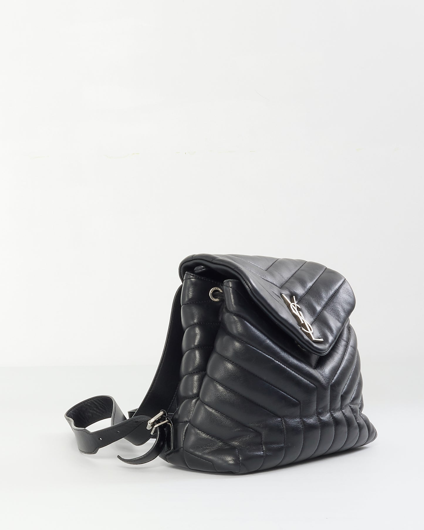 Saint Laurent Black Y Quilted Leather Small Logo Loulou Backpack