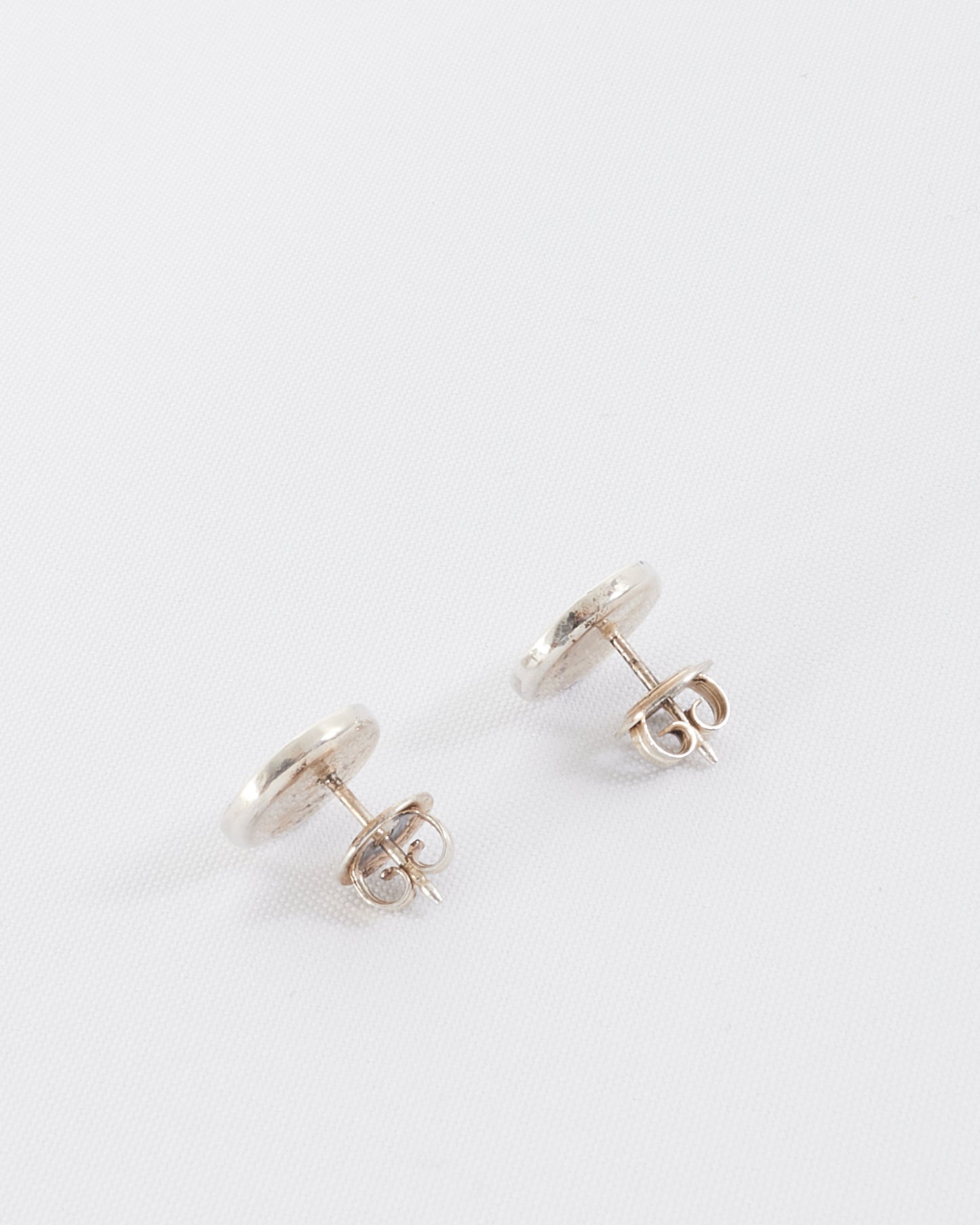 Gucci Silver Logo Round Stud Earrings